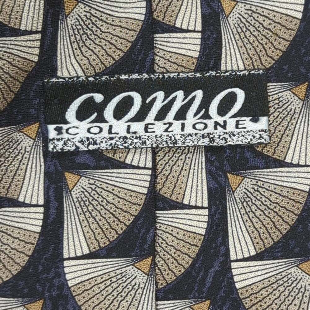 Como Collezione Men's Black, Gold, and Gray Geometric Silk Necktie